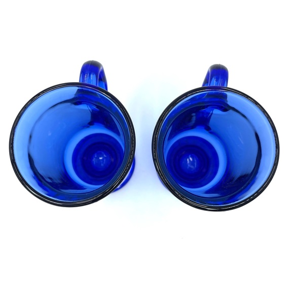 Vintage Anchor Hocking Cobalt Blue Footed 7oz Irish Coffee Mug Lot of 2 - Picture 4 of 7